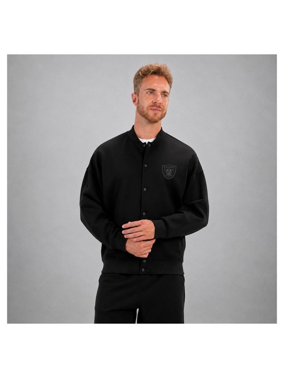 Men's Levelwear Black Las Vegas Raiders Patrol Luxe Signature Tri-Blend Bomber Jacket