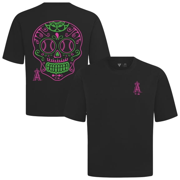 Men's Levelwear Black Los Angeles Angels Luxe Signature Knit Sugar Skull T-Shirt