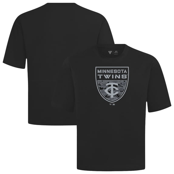 Men's Levelwear Black Minnesota Twins Oversized Luxe Signature Knit Buckler T-Shirt