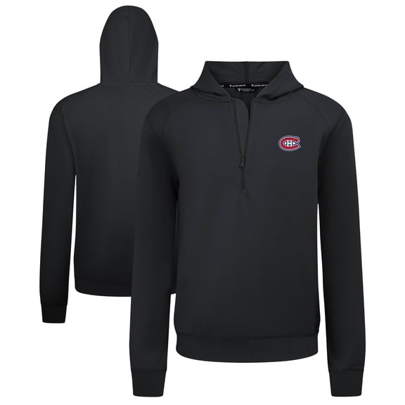Men's Levelwear Black Montreal Canadiens Technic Quarter-Zip Pullover Hoodie