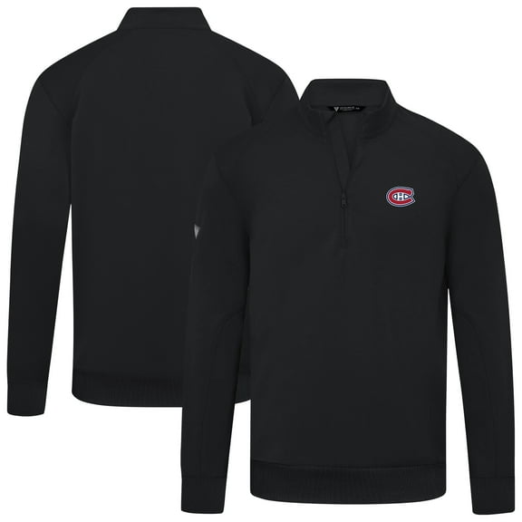 Men's Levelwear Black Montreal Canadiens Upright Tri-Blend Quarter-Zip Pullover