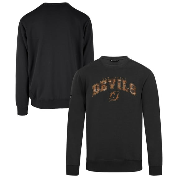 Men's-Levelwear Black New Jersey Devils Pullover Crewneck Sweatshirt