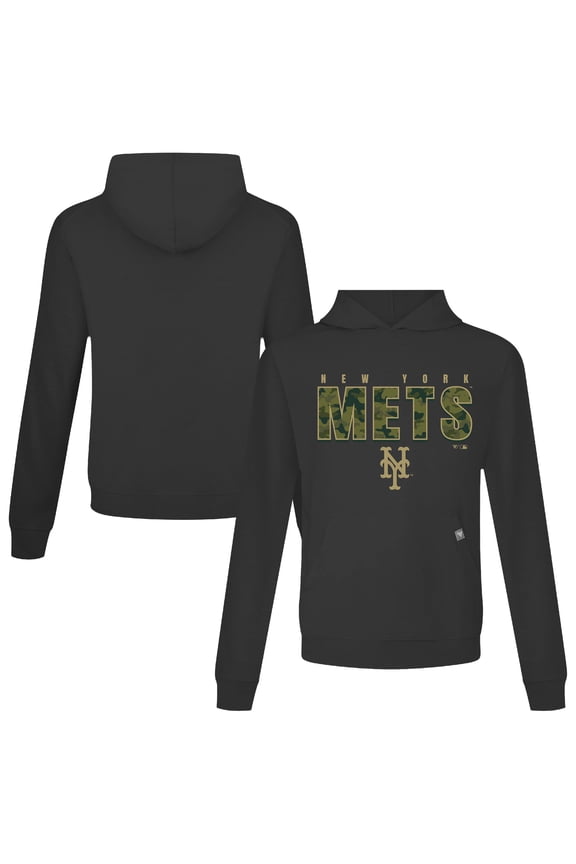 Men's Levelwear Black New York Mets Relay Protect Pullover Hoodie