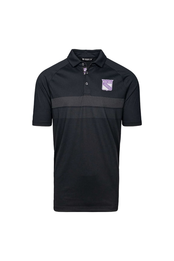Men's Levelwear Black New York Rangers Hockey Fights Cancer Draft Day Mason Polo