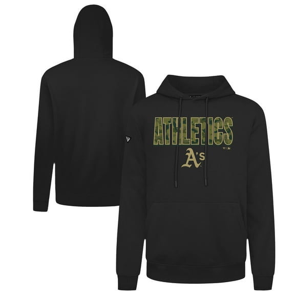 Men's Levelwear Black Oakland Athletics Podium Protect Pullover Hoodie