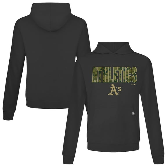 Men's Levelwear Black Oakland Athletics Relay Protect Pullover Hoodie