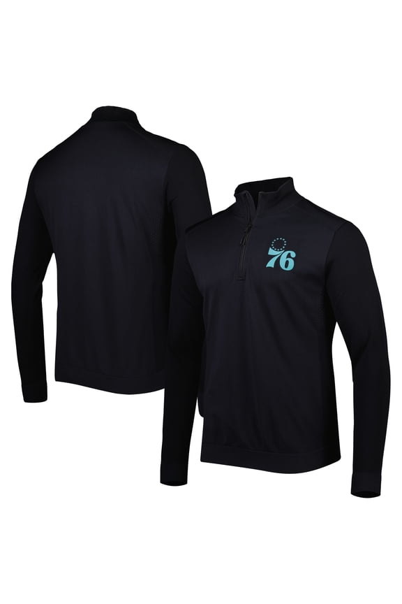 Men's Levelwear Black Philadelphia 76ers Nano Engineered Knit Fabric Quarter-Zip Jacket