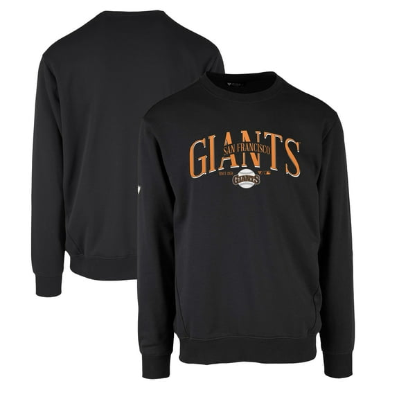 Men's Levelwear Black San Francisco Giants Zane Cooperstown Collection Retro Spellout Pullover Sweatshirt