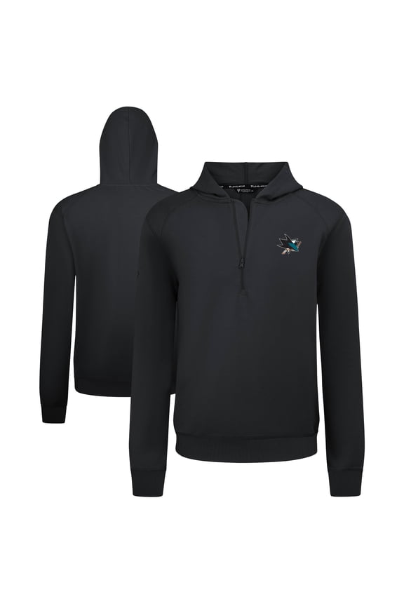 Men's Levelwear Black San Jose Sharks Technic Quarter-Zip Pullover Hoodie