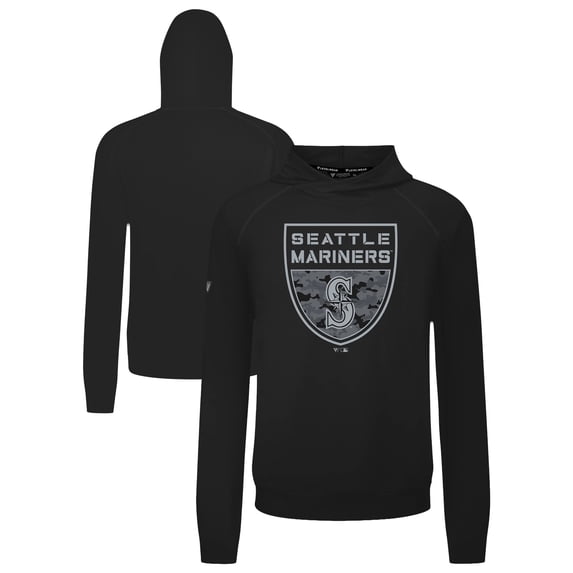 Men's Levelwear Black Seattle Mariners Mandate Buckler Tri-Blend Pullover Hoodie