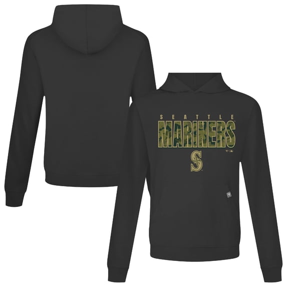 Men's Levelwear Black Seattle Mariners Relay Protect Pullover Hoodie
