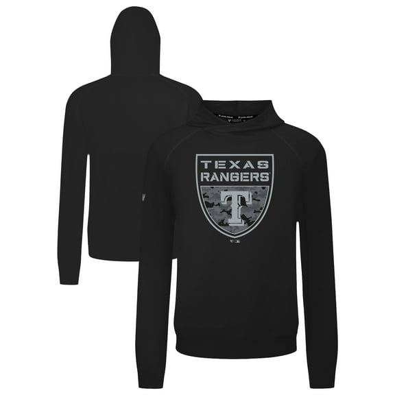Men's Levelwear Black Texas Rangers Mandate Buckler Tri-Blend Pullover Hoodie