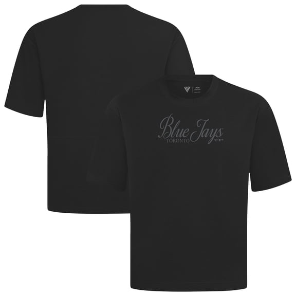 Men's Levelwear Black Toronto Blue Jays Ethereal Oversized Luxe Signature Knit T-Shirt
