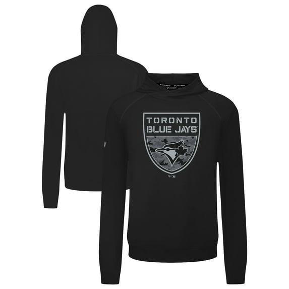 Men's Levelwear Black Toronto Blue Jays Mandate Buckler Tri-Blend Pullover Hoodie