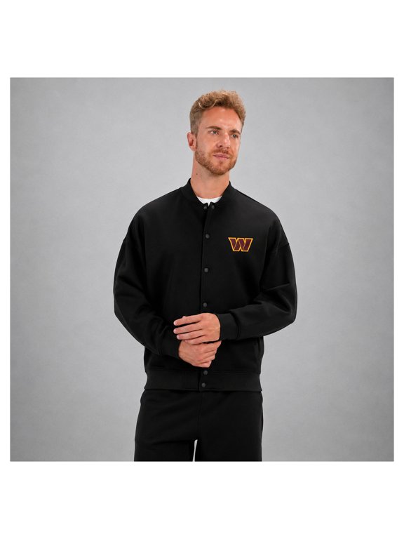 Men's Levelwear Black Washington Commanders Logo Luxe Signature Tri-Blend Bomber Jacket