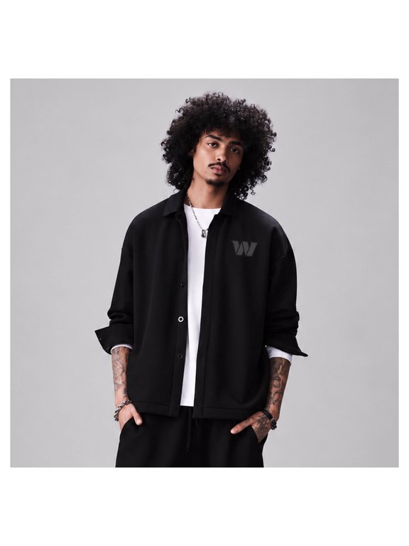 Men's Levelwear Black Washington Commanders Luxe Tri-Blend Full-Button Shirt Jacket