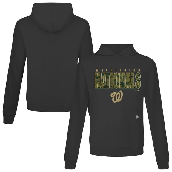 Men's Levelwear  Black Washington Nationals Relay Protect Pullover Hoodie