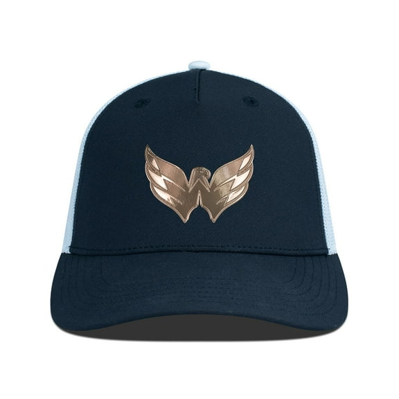 Men's Levelwear Black/White Washington Capitals Signal Copper Insignia Trucker Adjustable Hat