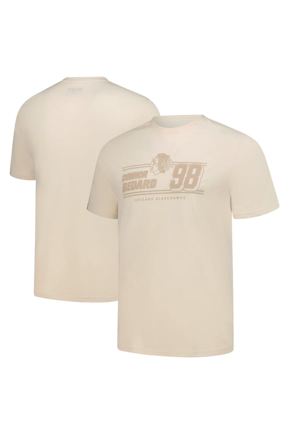 Men's-Levelwear Connor Bedard Khaki Chicago Blackhawks Richmond Mileage Name & Number T-Shirt