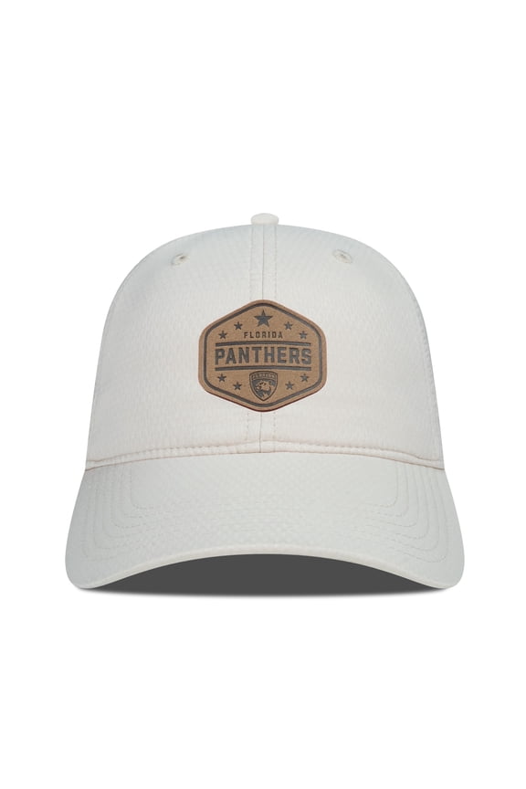 Men's Levelwear Cream Florida Panthers Faux Leather Patch Unstructured Adjustable Hat