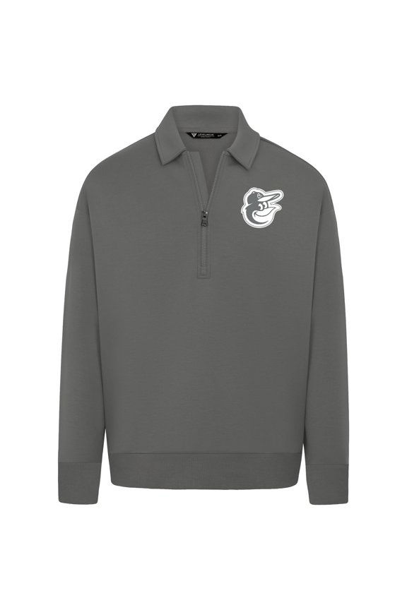 Men's Levelwear Gray Baltimore Orioles Luxe Signature Quarter-Zip Chenille Logo Tri-Blend Sweatshirt