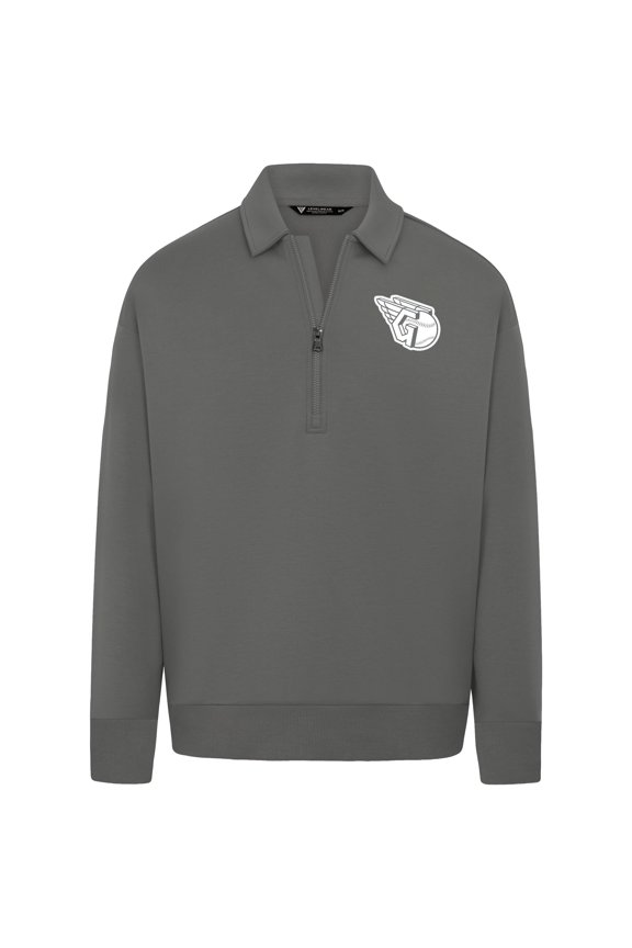 Men's Levelwear Gray Cleveland Guardians Luxe Signature Quarter-Zip Chenille Logo Tri-Blend Sweatshirt
