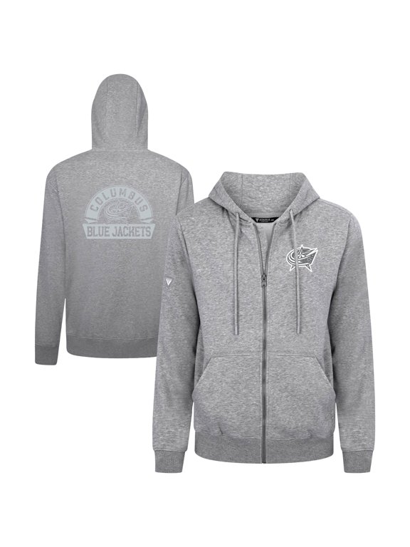 Men's Levelwear Gray Columbus Blue Jackets Podium Chenille Logo Full-Zip Hoodie