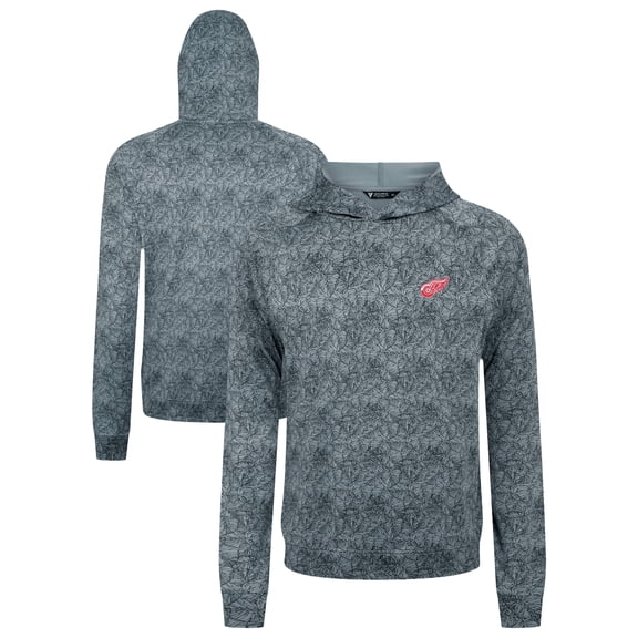 Men's Levelwear Gray Detroit Red Wings Albatross Raglan Pullover Hoodie