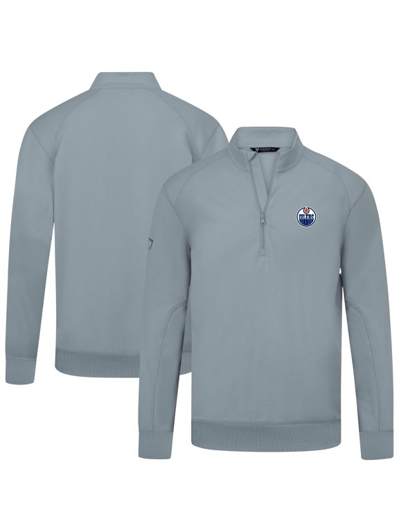 Men's Levelwear Gray Edmonton Oilers Upright Tri-Blend Quarter-Zip Pullover