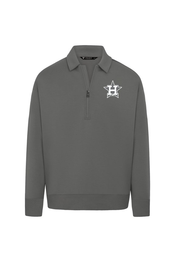 Men's Levelwear Gray Houston Astros Luxe Signature Quarter-Zip Chenille Logo Tri-Blend Sweatshirt