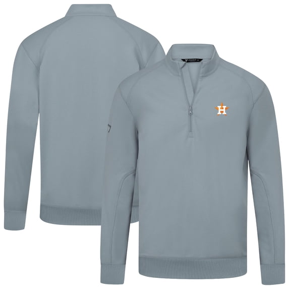 Men's Levelwear Gray Houston Astros Upright Insignia Tri-Blend Quarter-Zip Pullover