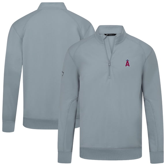 Men's Levelwear Gray Los Angeles Angels Upright Insignia Tri-Blend Quarter-Zip Pullover