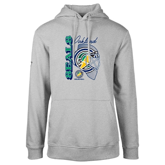 Men's Levelwear Gray Oakland Seals Throwback Retro Podium Netminder Pullover Hoodie