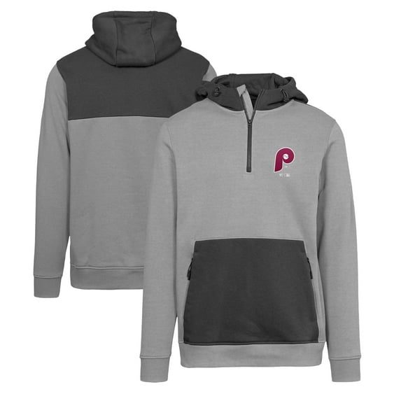 Men's Levelwear Gray Philadelphia Phillies Chicane Core Logo Quarter-Zip Pullover Hoodie