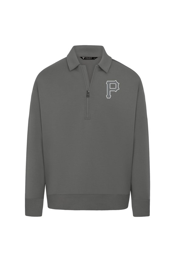 Men's Levelwear Gray Pittsburgh Pirates Luxe Signature Quarter-Zip Chenille Logo Tri-Blend Sweatshirt