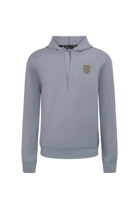 Men's Levelwear Gray USMNT Technic Tri-Blend Quarter-Zip Hoodie