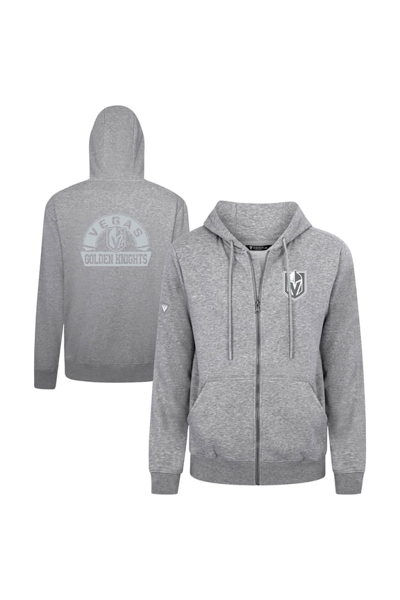 Men's Levelwear Gray Vegas Golden Knights Podium Chenille Logo Full-Zip Hoodie