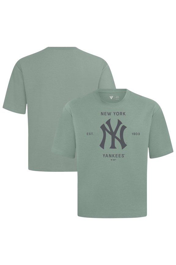 Men's Levelwear Green New York Yankees Crossway Oversized Luxe Signature Knit T-Shirt