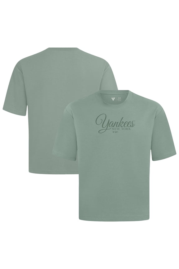 Men's Levelwear Green New York Yankees Ethereal Oversized Luxe Signature Knit T-Shirt