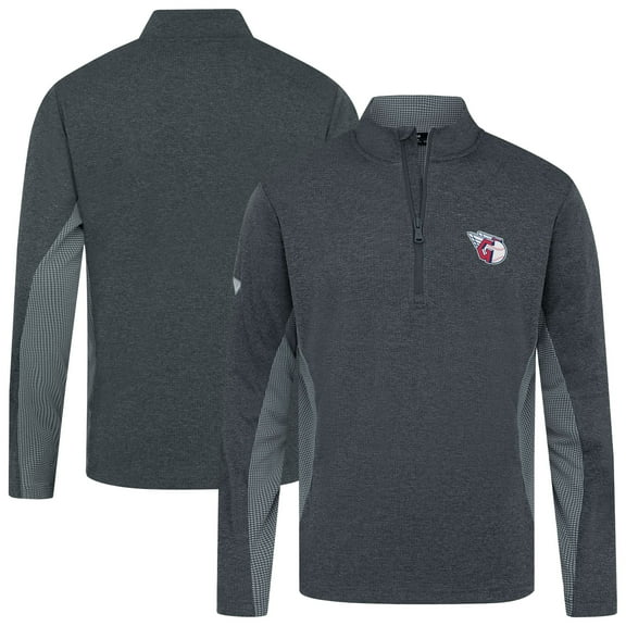 Men's Levelwear Heather Black Cleveland Guardians Waffle Insignia 2.0 Quarter-Zip Pullover