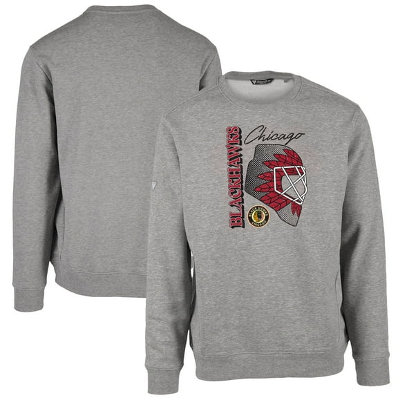 Men's Levelwear Heather Gray Chicago Blackhawks Retro Zane Netminder Sweatshirt