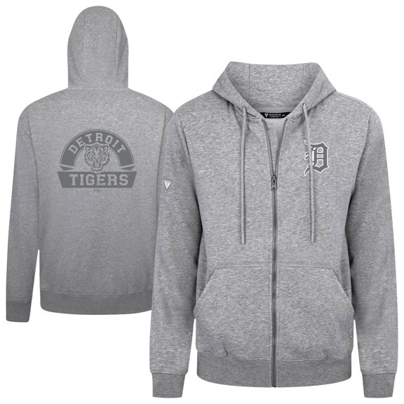 Men's Levelwear Heather Gray Detroit Tigers Podium Banner Arch Full-Zip Hoodie