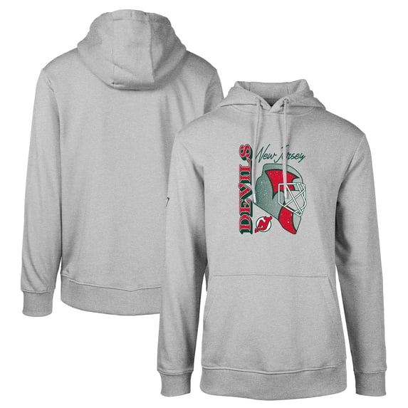 Men's Levelwear Heather Gray New Jersey Devils Retro Podium Netminder Pullover Hoodie