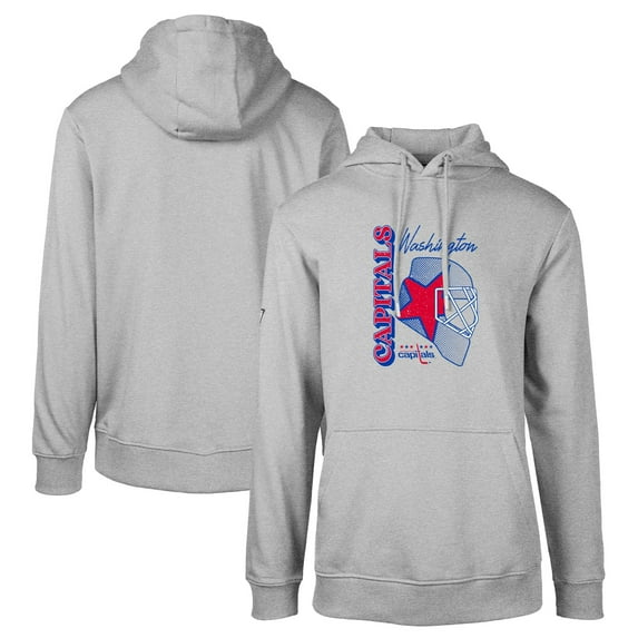 Men's Levelwear Heather Gray Washington Capitals Retro Podium Netminder Pullover Hoodie