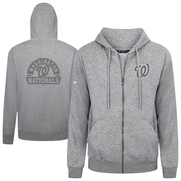 Men's Levelwear Heather Gray Washington Nationals Podium Banner Arch Full-Zip Hoodie