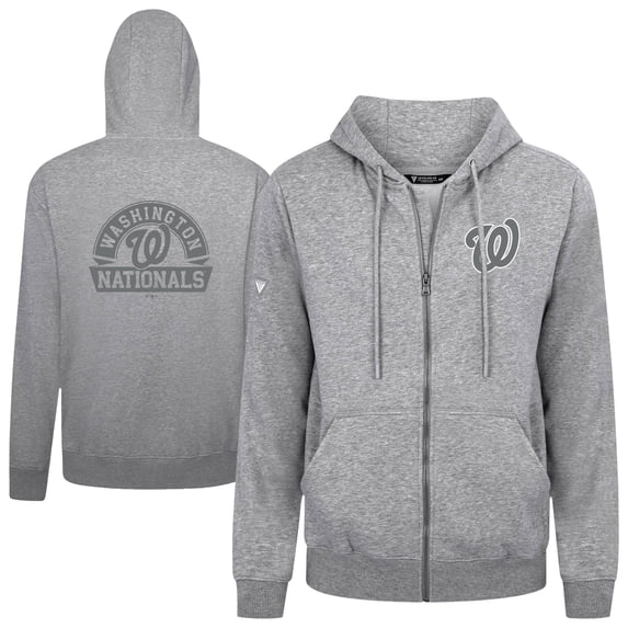 Men's Levelwear Heather Gray Washington Nationals Podium Banner Arch Full-Zip Hoodie