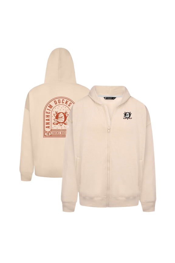 Men's Levelwear Khaki Anaheim Ducks Uphill Stained Glass Full-Zip Hoodie Jacket