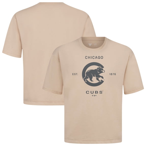 Men's Levelwear Khaki Chicago Cubs Crossway Oversized Luxe Signature Knit T-Shirt