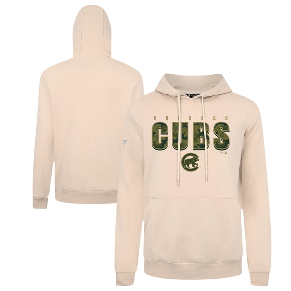 Men's Levelwear  Khaki Chicago Cubs Podium Protect Pullover Hoodie