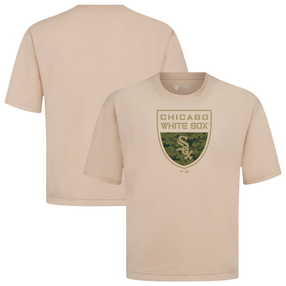Men's Levelwear  Khaki Chicago White Sox Oversized Luxe Signature Knit Buckler T-Shirt